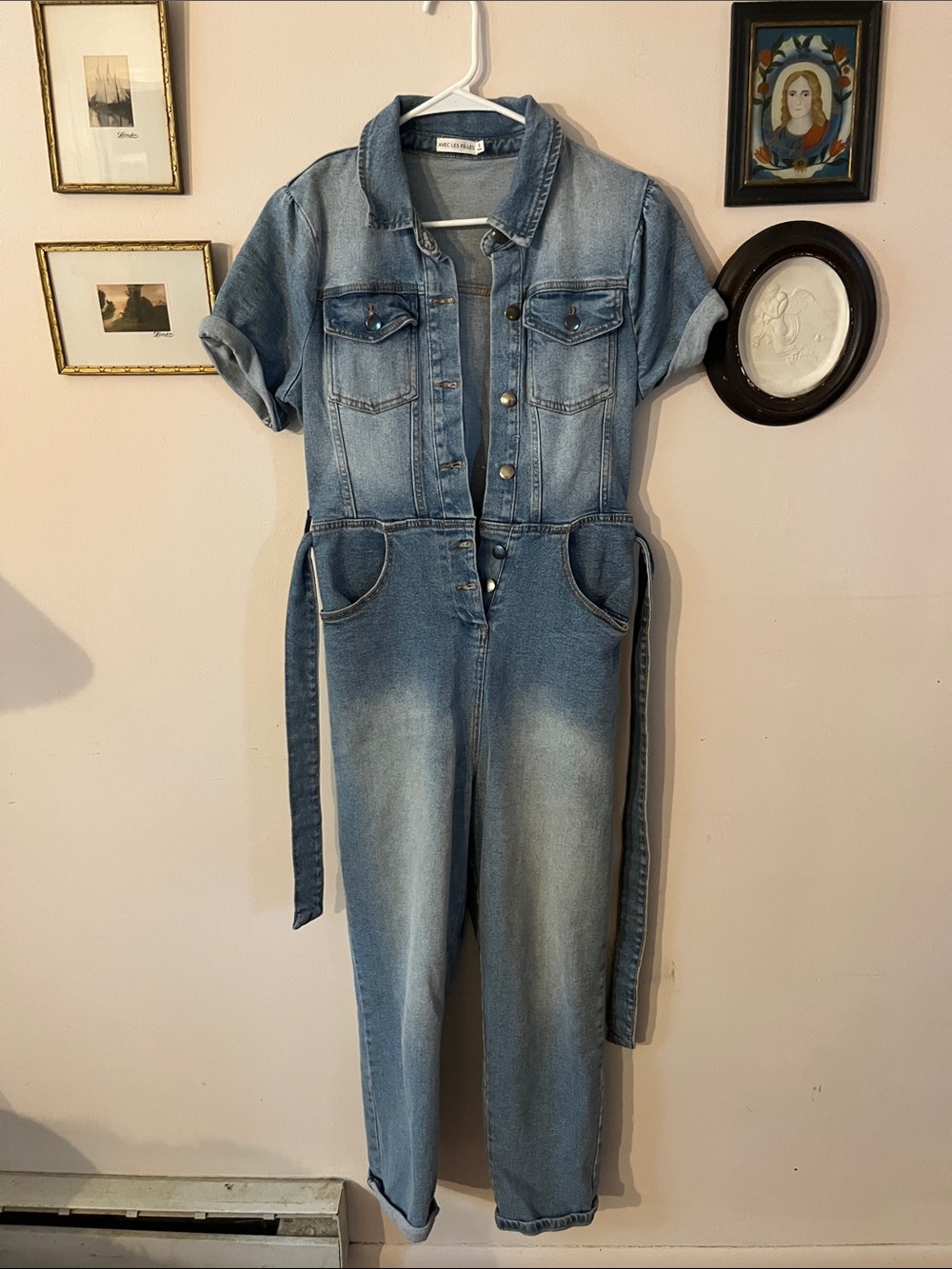 Avec Les Filles Light Blue Denim Jumpsuit Overalls
